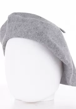 Bereta gri clasica, cu strasuri foarte fine aplicate pe toata suprafata, din bumbac si lana imagine