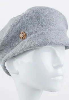 Bereta gri cu cozoroc mic si paiete foarte fine pe toata suprafata, captusita imagine