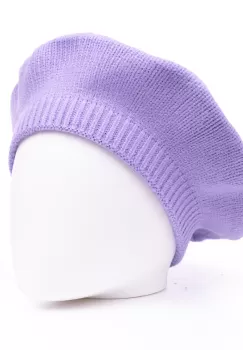 Bereta lila cu model tricotaj simplu cu clini, din lana imagine