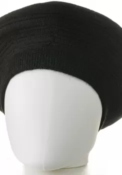 Bereta neagra cu model gen tricotaj cu cercuri concentrice, din lana imagine