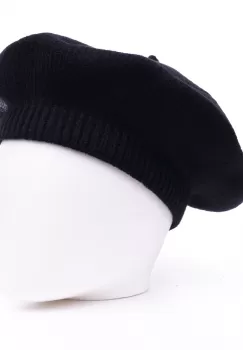 Bereta neagra cu model tricotaj simplu cu clini, din lana imagine