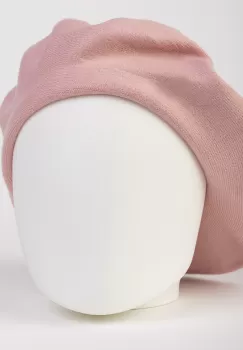 Bereta roz clasica, chic, din bumbac si lana imagine