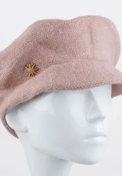Bereta roz cu cozoroc mic si paiete foarte fine pe toata suprafata, captusita imagine