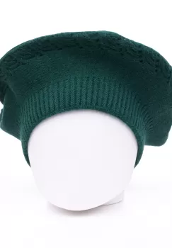 Bereta verde cu model tricotaj cu braduti, din lana imagine