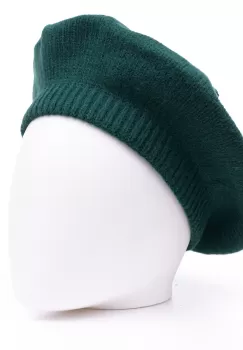 Bereta verde cu model tricotaj simplu cu clini, din lana imagine