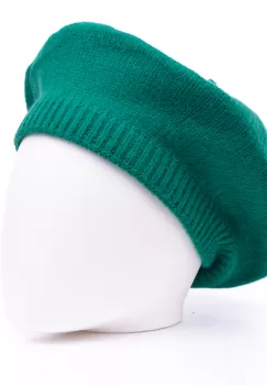 Bereta verde smarald cu model tricotaj simplu cu clini, din lana imagine