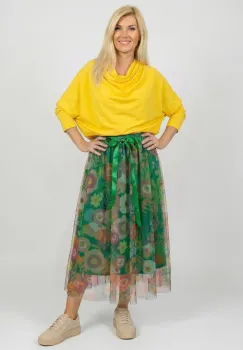 Bluza cu colt, din bumbac, cu guler amplu si croi asimetric, galbena imagine