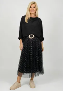 Bluza cu colt, din bumbac, cu guler amplu si croi asimetric, negru imagine