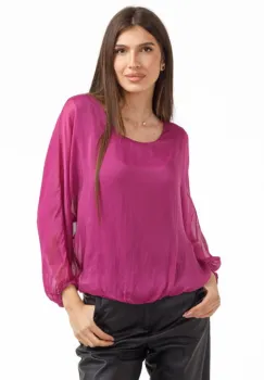 Bluza dama eleganta si lejera din matase si vascoza, magenta imagine