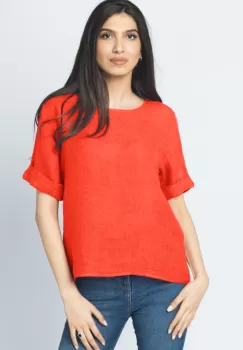 Bluza din in corai cu nasturi pe spate imagine