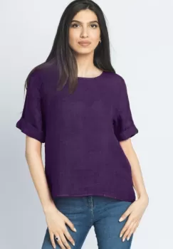 Bluza din in mov cu nasturi pe spate imagine