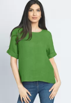 Bluza din in verde olive cu nasturi pe spate imagine