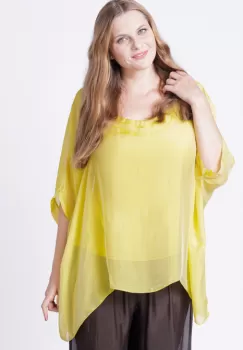 Bluza din matase naturala in colturi, galbena imagine