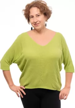 Bluza fin tricotata cu maneca fluture 3 4, verde deschis imagine