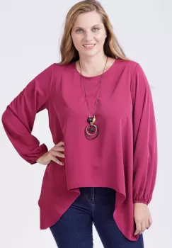 Bluza in colturi, mov zmeura, cu colier cadou imagine