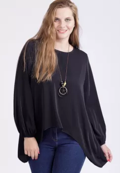 Bluza in colturi neagra, cu colier cadou imagine