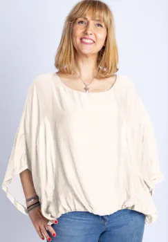 Bluza ivory din matase naturala cu maneca fluture imagine