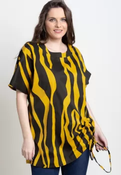 Bluza lunga pentru colanti, din bumbac, galben-negru imagine