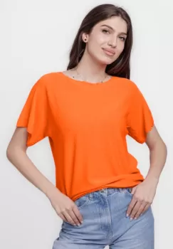 Bluza versatila cu maneca scurta, portocalie imagine