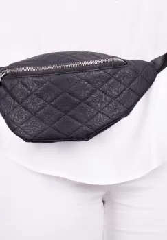 Borseta neagra cu romburi din cusaturi aparente din piele ecologica imagine