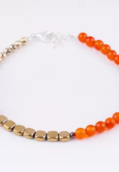 Bratara argint cu carneol si hematit auriu imagine