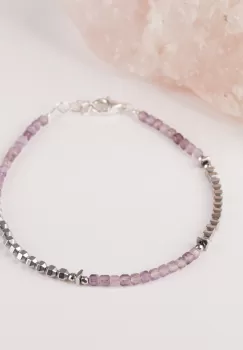 Bratara argint cuburi de 3 mm de ametist si hematit imagine