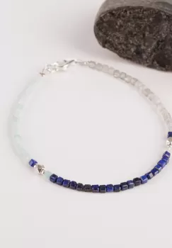 Bratara argint cuburi de 3 mm de lapis, amazonit si labradorit imagine