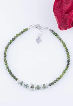 Bratara argint din ametist de 2 mm, cu element cubic din argint 925 imagine