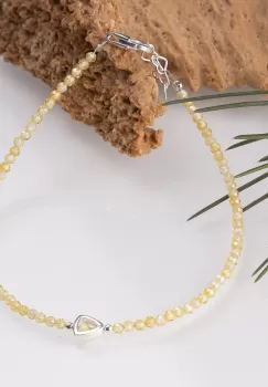 Bratara argint subtire din cubic zirconia galben si piesa din argint imagine