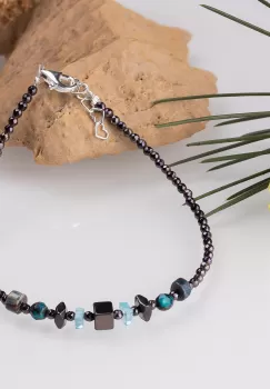 Bratara argint subtire din hematit,apatit, crisocola si howlit imagine