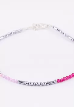 Bratara argint subtire fucsia si roz deschis din cubic zirconia si hematit imagine