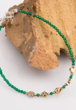 Bratara argint subtire verde-auriu din cubic zirconia si hematit imagine