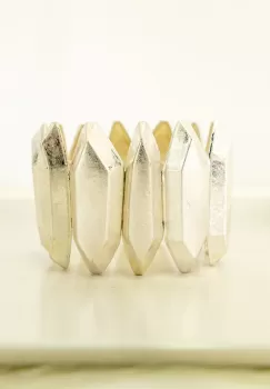 Bratara cu 12 elemente geometrice metalice argintii patinate imagine