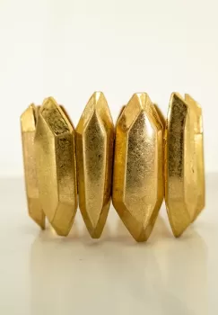 Bratara cu 12 elemente geometrice metalice aurii patinate imagine