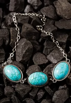 Bratara cu 3 elemente ovale din piatra naturala de howlit turcoaz imagine