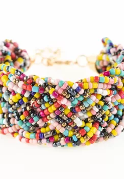 Bratara cu 4 siruri impletite din margelute multicolore imagine