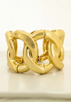 Bratara cu 7 elemente in forma de zale metalice aurii patinate imagine