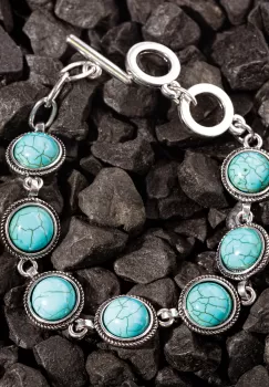 Bratara cu 7 elemente rotunde din piatra naturala de howlit turcoaz imagine