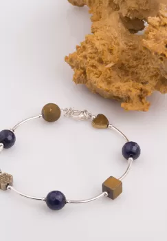 Bratara cu tuburi, floare si inima din hematit imagine