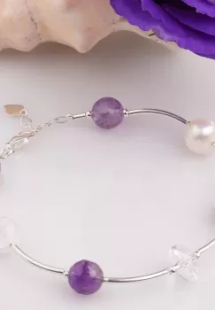 Bratara cu tuburi, placute din argint si ametist imagine