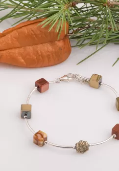 Bratara cu tuburi si floare din hematit imagine