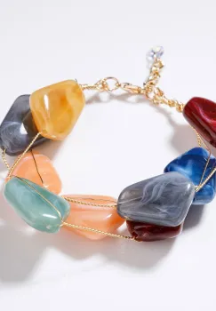 Bratara delicata cu pietre multicolore pe fire fine aurii imagine