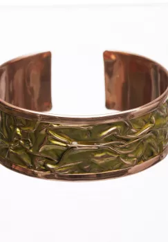 Bratara din cupru emailat cu aspect sifonat, galben - verzui imagine