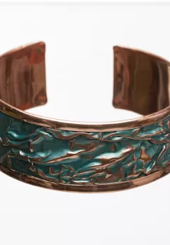 Bratara din cupru emailat cu aspect sifonat, turcoaz imagine