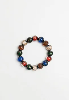 Bratara elastica din sticla de murano in nunate de albstru, verde, alb si rosu imagine