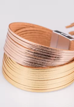 Bratara magnetica dubla multisir auriu-auriu rosiatic imagine