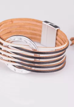 Bratara magnetica multisir alb-negru cu cerc metalic imagine