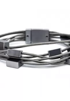 Bratara magnetica multisir din 6 fire piele ecologica cu patrate argintiu mat imagine