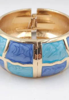 Bratara metalica aurie cu elemente emailate albastre si bleu imagine