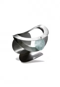 Bratara rigida Oyster cu cerc dublu si piatra naturala de fluorina, din alama placata cu gun metal imagine